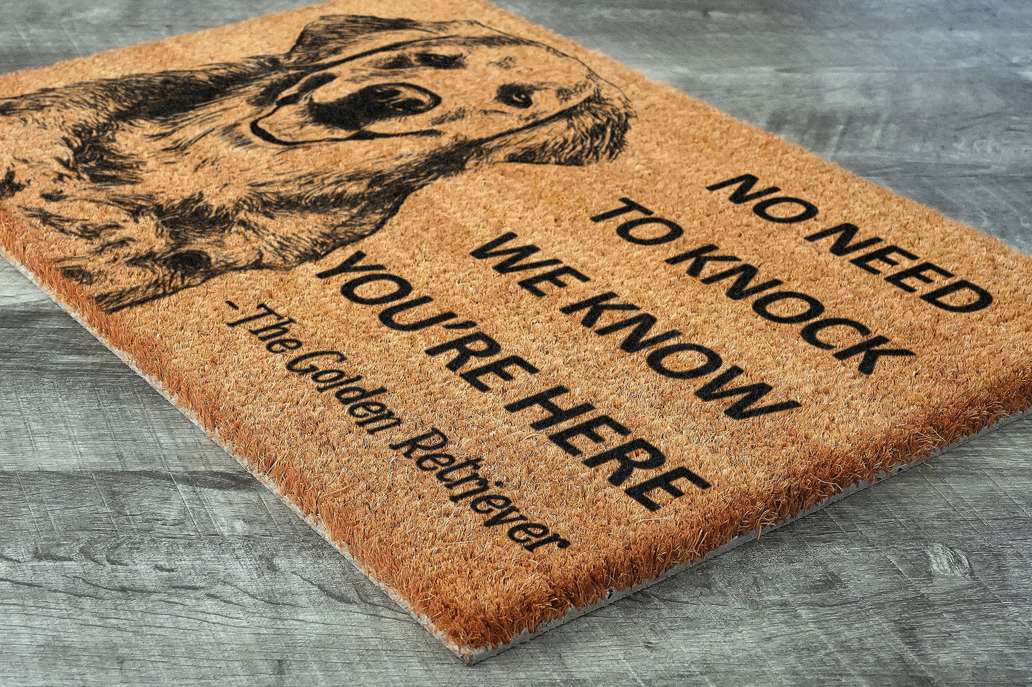 We Know You ARE Here The Golden Retriever Coir Door Mat, Funny The Golden Retriever Dog Door Mats, The Golden Retrievers Outdoor Doormat