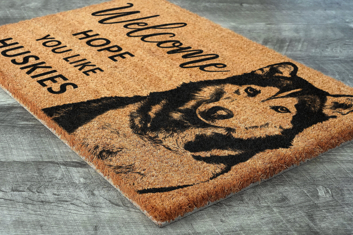 Husky Coir Door Mat, Hope You Like Huskies Door Mats, Funny Husky Outdoor Coir Doormat, Welcome The Huskies Mats