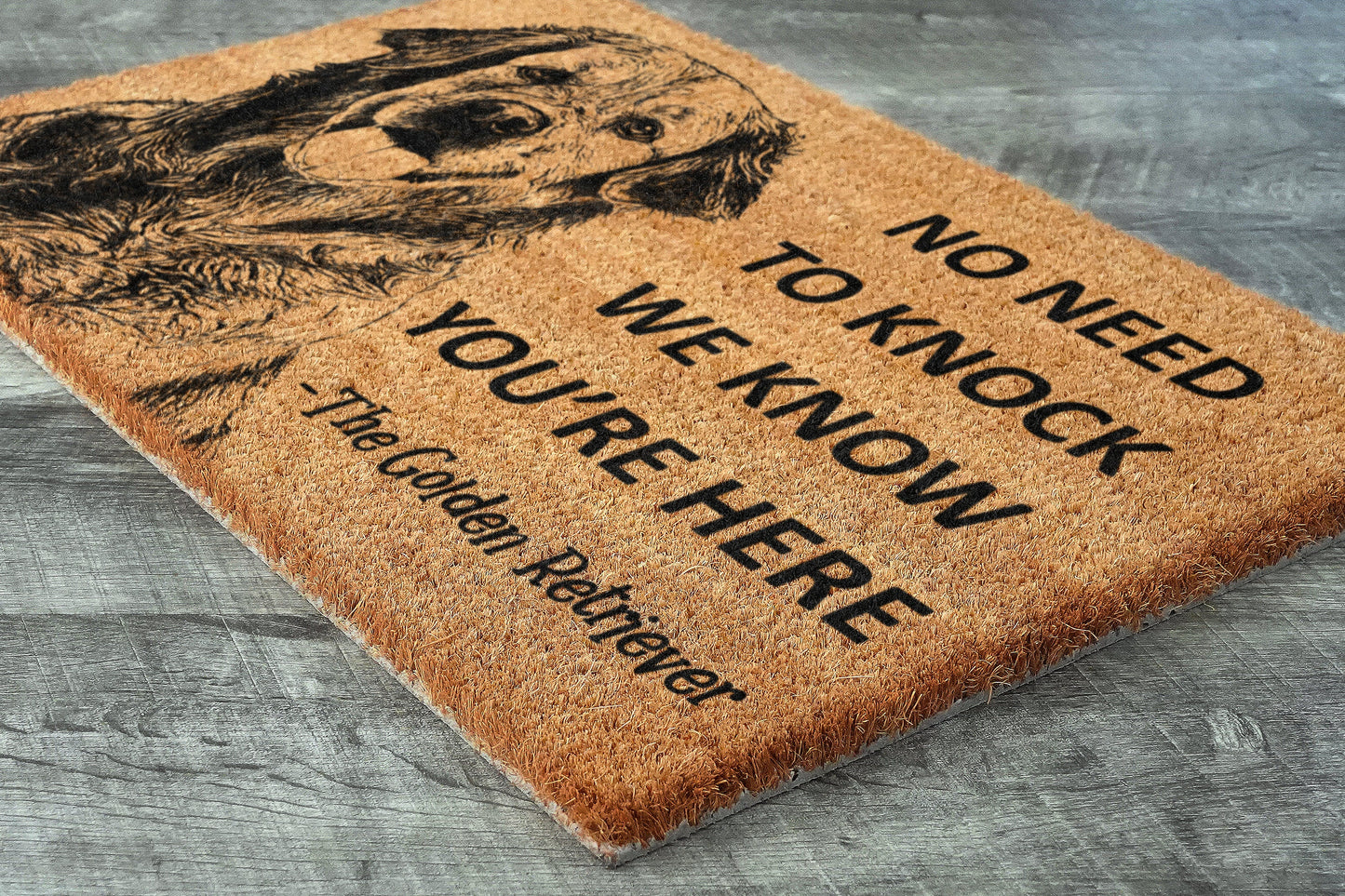 The Golden Retriever Coir Door Mat, We Know You ARE Here The Golden Retriever Dog Door Mats, Funny The Golden Retrievers Outdoor Doormat
