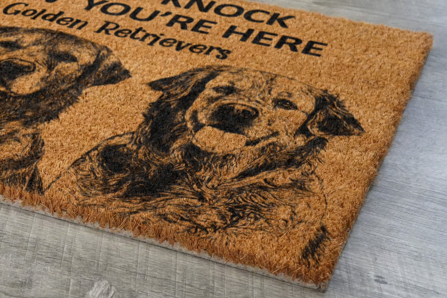 We Know You ARE Here The Golden Retrievers Coir Door Mat, Funny The Golden Retrievers Dogs Door Mats, The Golden Retrievers Outdoor Doormat