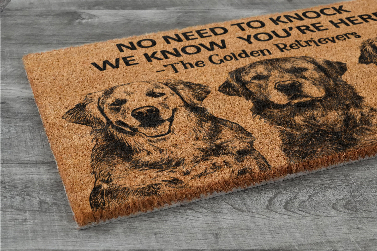 We Know You ARE Here The Golden Retrievers Coir Door Mat, Funny The Golden Retrievers Dogs Door Mats, The Golden Retrievers Outdoor Doormat