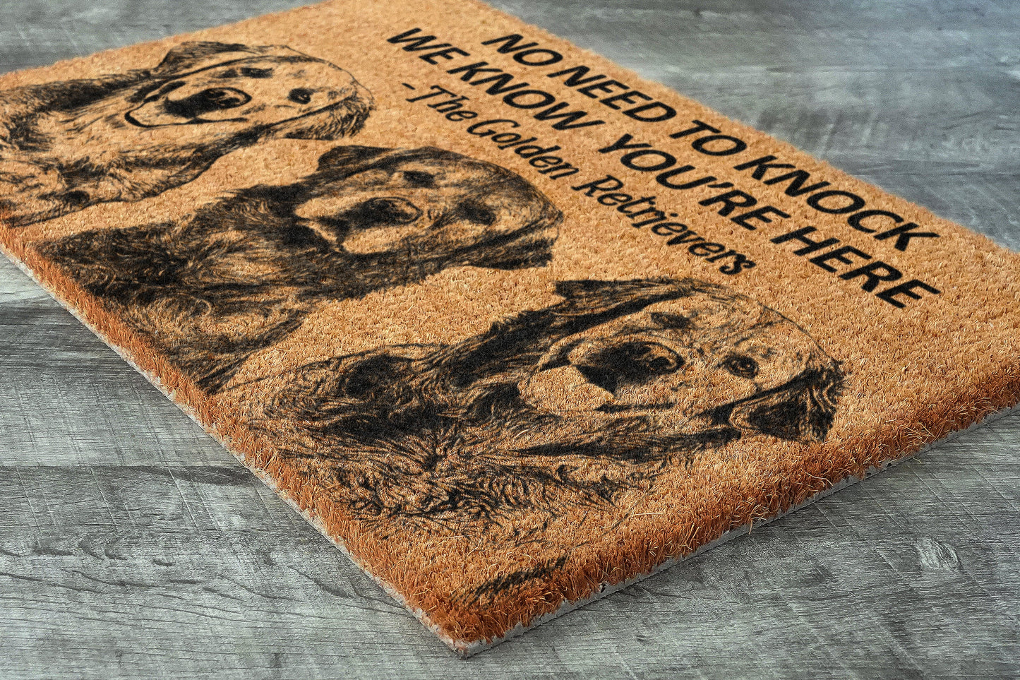 We Know You ARE Here The Golden Retrievers Coir Door Mat, Funny The Golden Retrievers Dogs Door Mats, The Golden Retrievers Outdoor Doormat