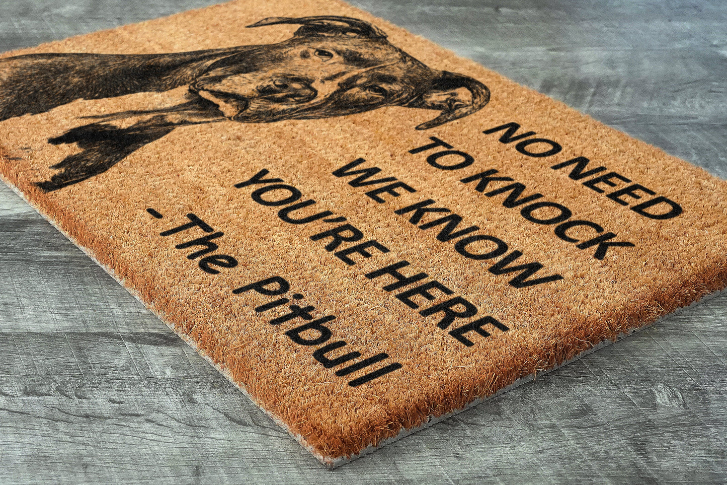The Pitbull Home Door Mat, Pitbull We Know You ARE Here Coir Doormat, Spring Door Mats, Funny Doormat, Welcome Mats