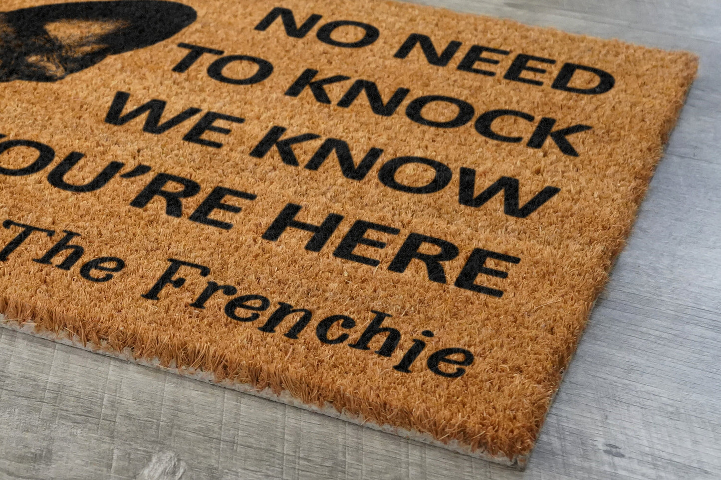 Frenchie Door Mat, French Bulldogs We Know You ARE Here Spring Door Mats, Funny French Bulldog Doormat, Welcome Frenchie Outdoor Coir Mats