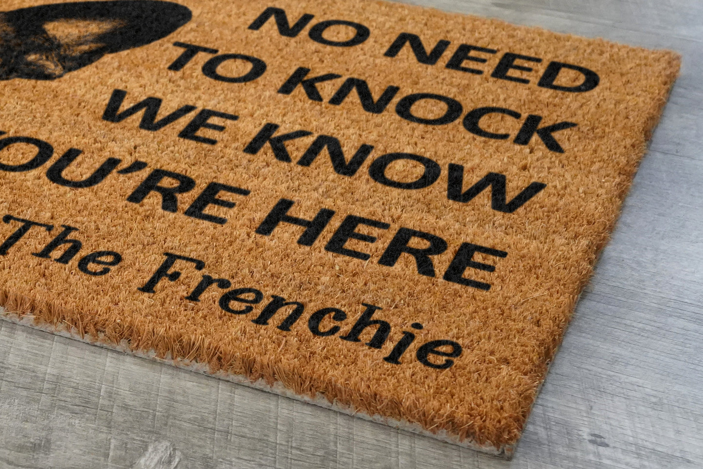 Frenchie Door Mat, French Bulldogs We Know You ARE Here Spring Door Mats, Funny French Bulldog Doormat, Welcome Frenchie Outdoor Coir Mats