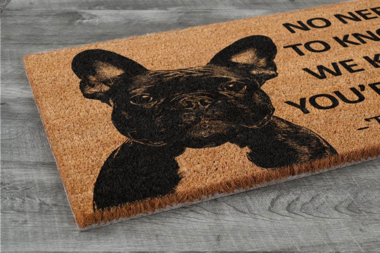Frenchie Door Mat, French Bulldogs We Know You ARE Here Spring Door Mats, Funny French Bulldog Doormat, Welcome Frenchie Outdoor Coir Mats
