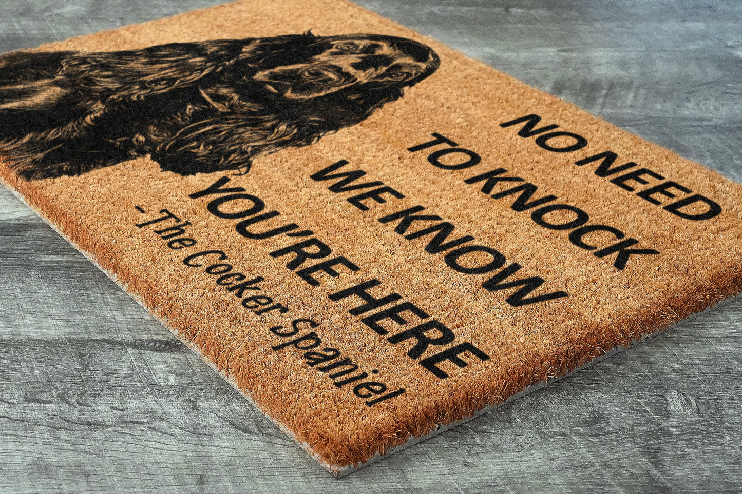 Spaniel Door Mat, The Cocker Spaniel We Know You ARE Here Spring Door Mats, Cocker Spaniel Doormat, Welcome Cocker Spaniel Coir Mats
