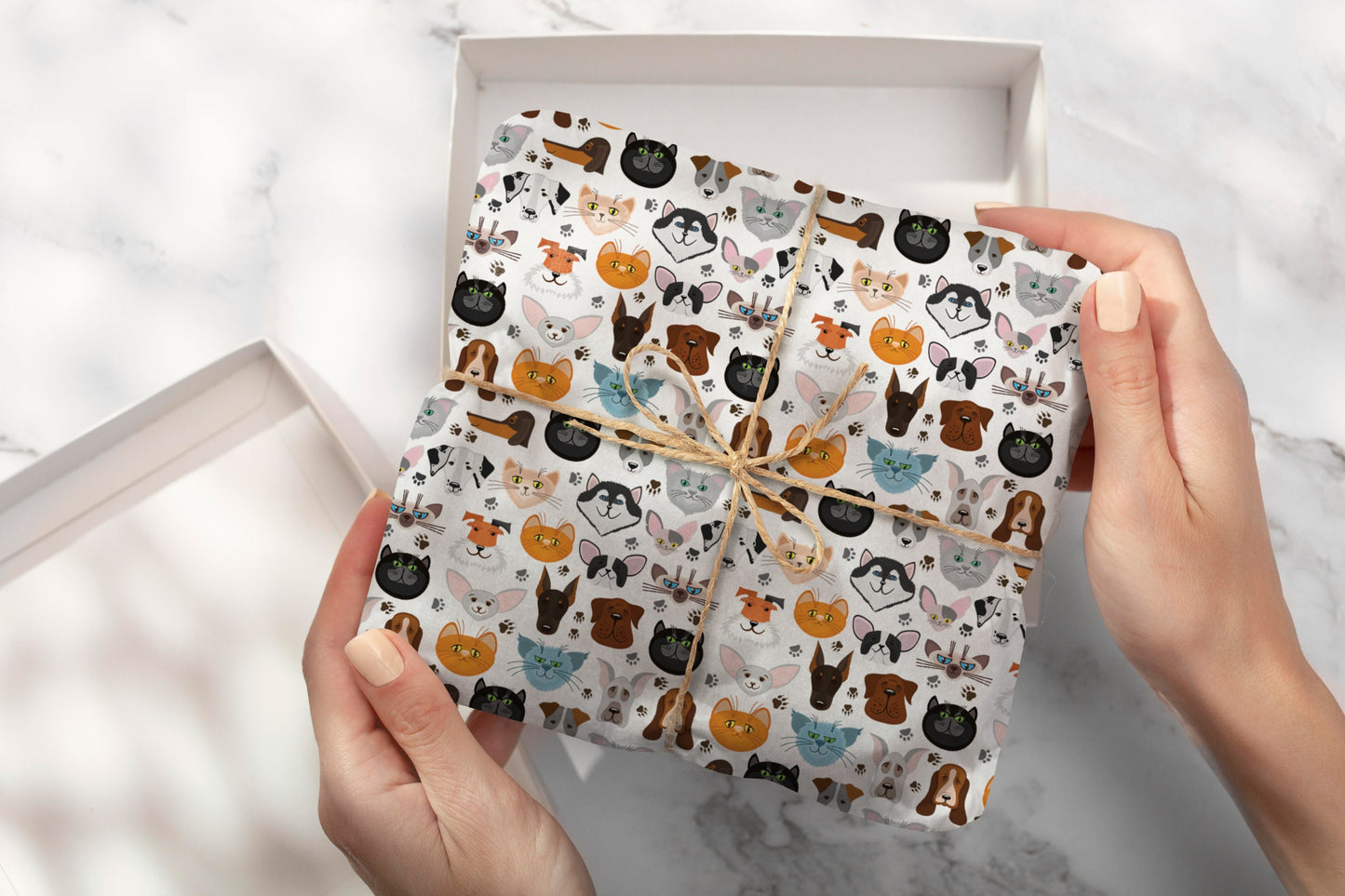 Cute Dogs Pattern Gift Wrapping Paper, Dogs Wrapping Paper, Dogs Birthday Wrapping Paper, Floral Wrapping Paper, Birthday Wrapping Paper
