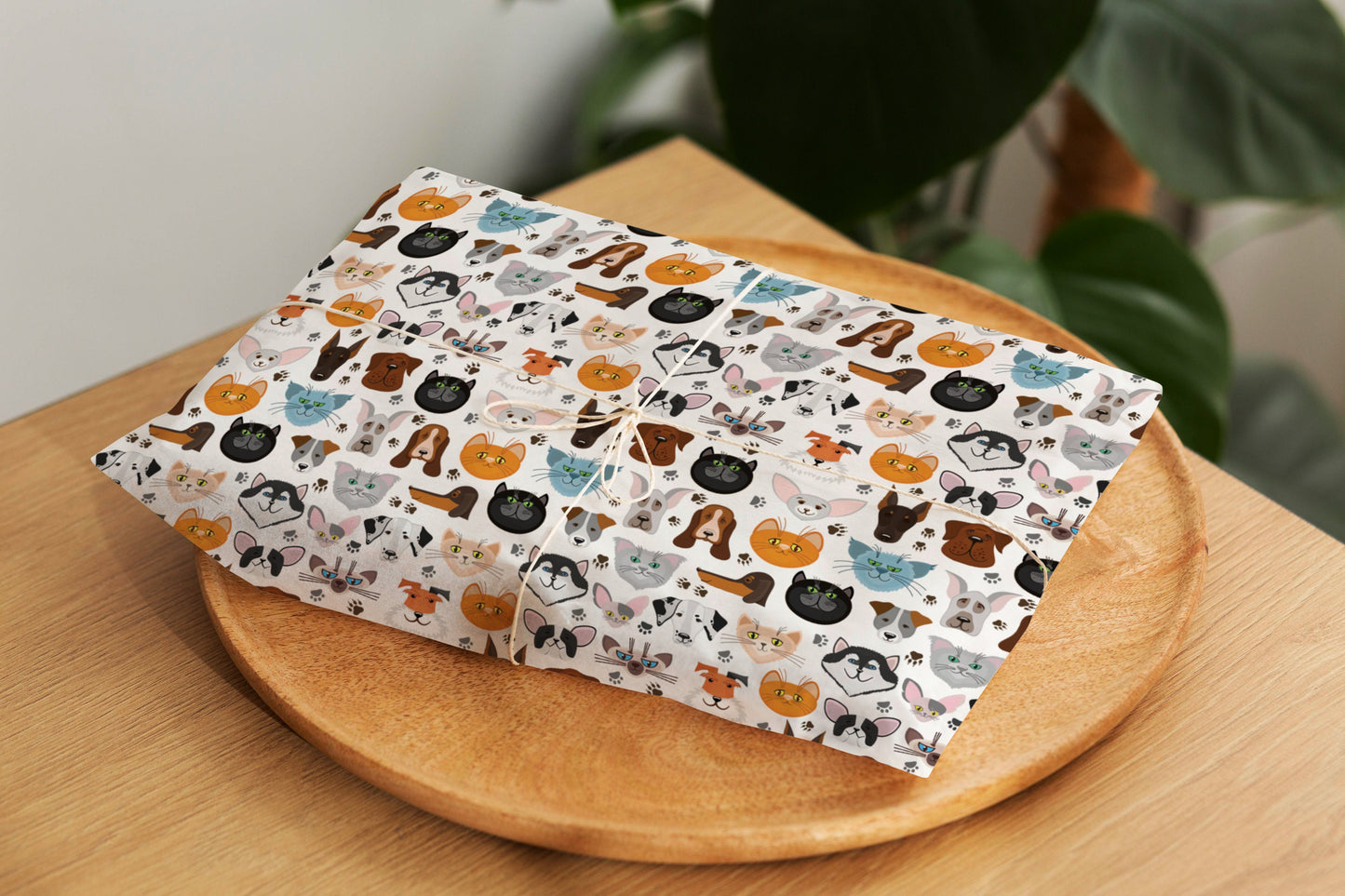 Cute Dogs Pattern Gift Wrapping Paper, Dogs Wrapping Paper, Dogs Birthday Wrapping Paper, Floral Wrapping Paper, Birthday Wrapping Paper