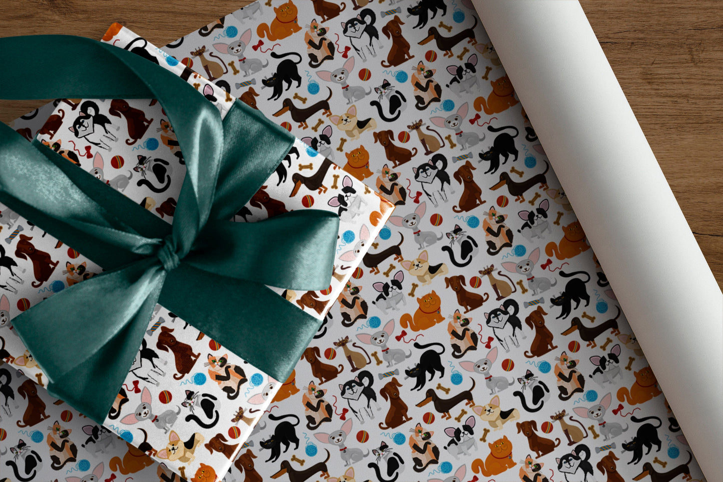 Cute Dogs Pattern Gift Wrapping Paper, All Dogs Wrapping Paper, Dogs Birthday Wrapping Paper, Floral Wrapping Paper, Birthday Wrapping Paper