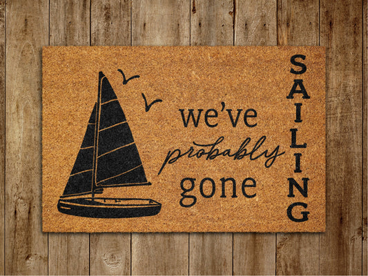 Gone Sailing Door Mat, On Lake Welcome Coir Door Mats, Funny Doormat, Welcome Outdoor Mat