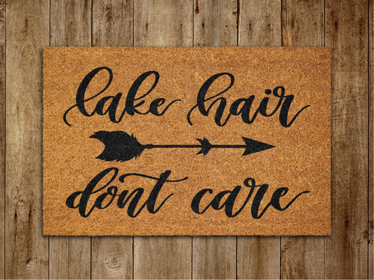 Lake Hair Dont Care Door Mat, On Lake Welcome Coir Door Mats, Funny Doormat, Welcome Outdoor Mat