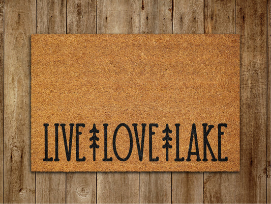 Live Love Lake Door Mat, On Lake Welcome Coir Door Mats, Funny Doormat, Welcome Outdoor Mat