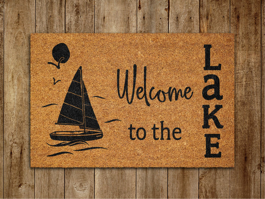 Welcome to the Lake Door Mat, On Lake Welcome Coir Door Mats, Funny Doormat, Welcome Outdoor Mat