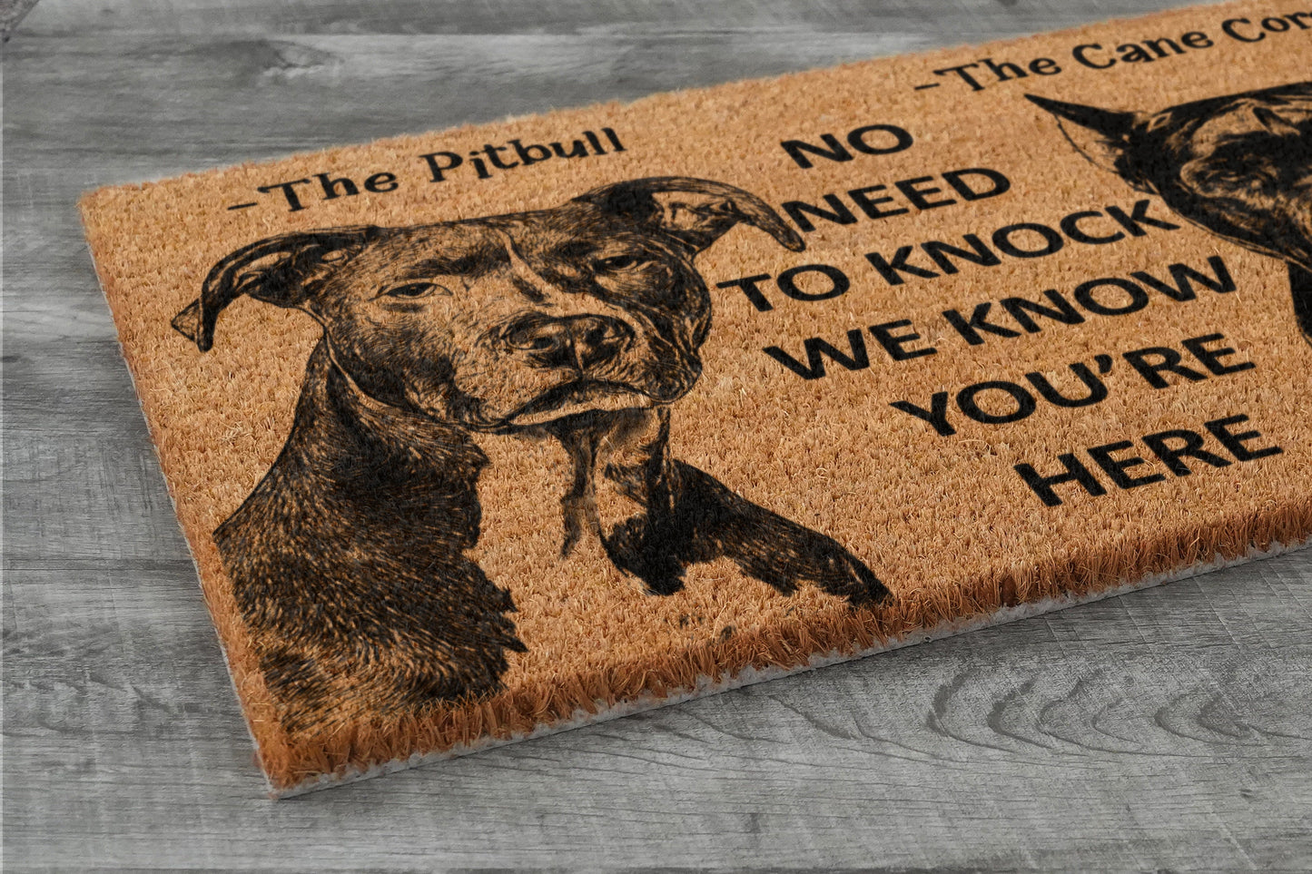 Cane Corso and Pitbull Door Mat, Funny We Know You ARE Here Door Mats, Cane Corso Doormat, Pitbull Coir Mat, Cane Corso Welcome Mats