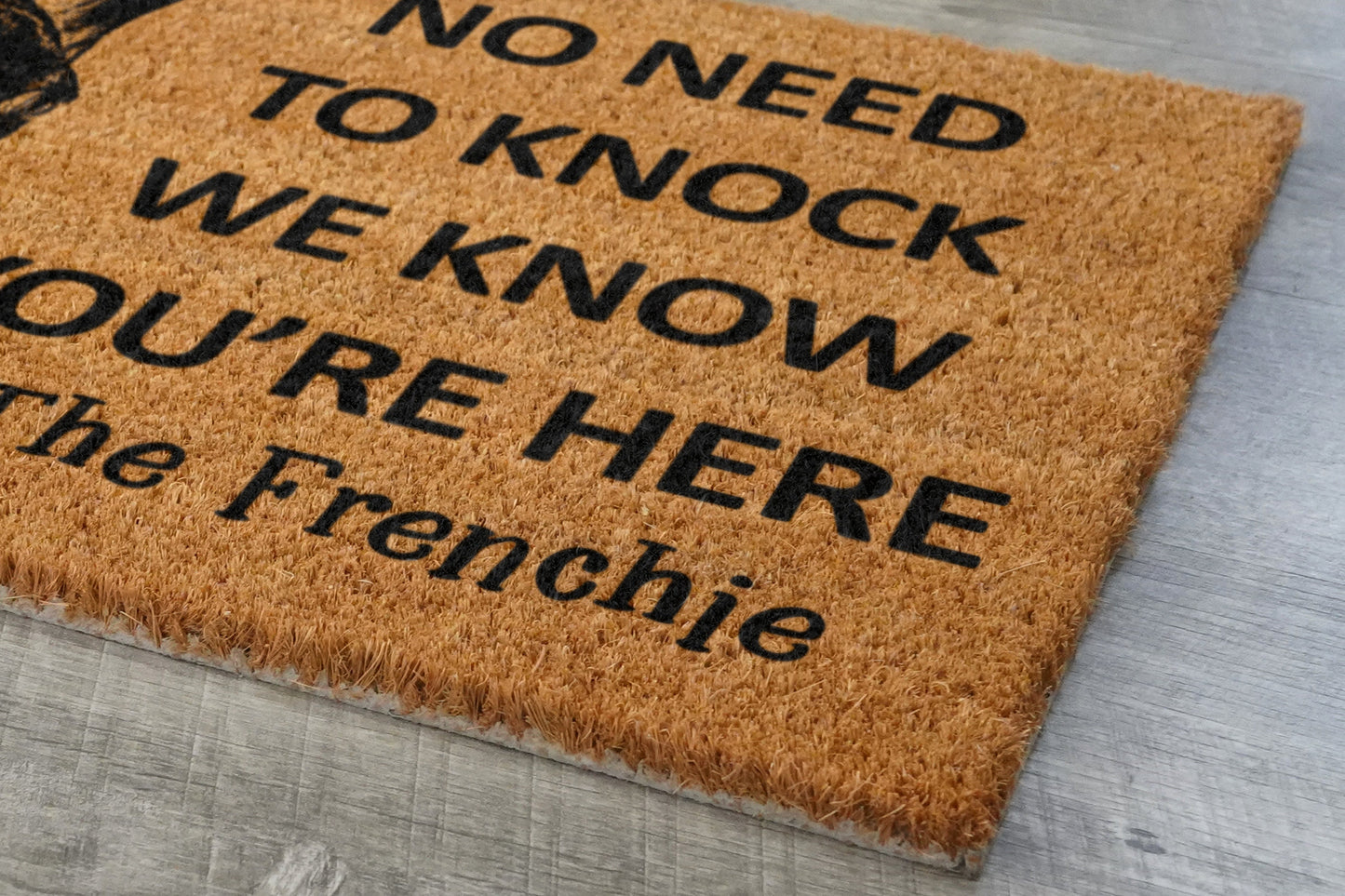 Frenchie Door Mat, French Bulldog We Know You ARE Here Spring Door Mats, Funny French Bulldog Doormat, Welcome Frenchies Mats