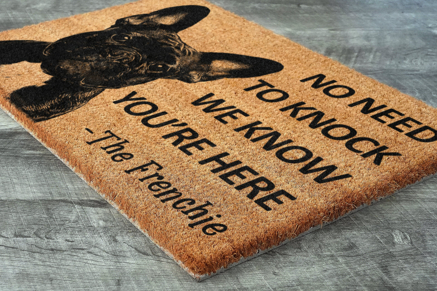Frenchie Door Mat, French Bulldogs We Know You ARE Here Spring Door Mats, Funny French Bulldog Doormat, Welcome Frenchie Outdoor Coir Mats
