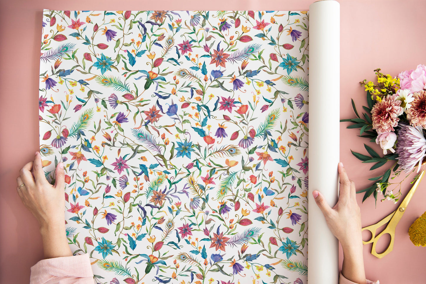 Floral Pattern Gift Wrapping Paper, Floral Wrapping Paper, Birthday Wrapping Paper