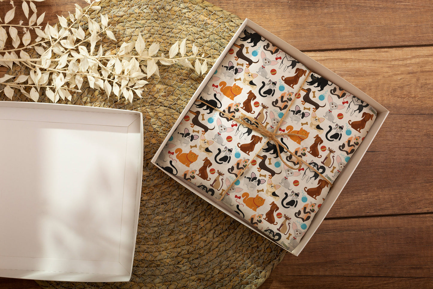 Cute Dogs Pattern Gift Wrapping Paper, All Dogs Wrapping Paper, Dogs Birthday Wrapping Paper, Floral Wrapping Paper, Birthday Wrapping Paper
