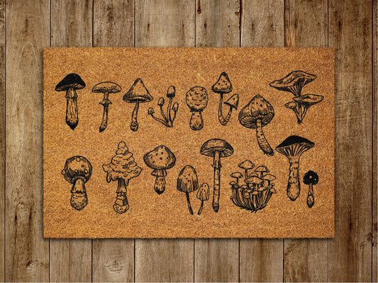 Mushrooms Door Mat, All Mushrooms Welcome Coir Door Mats, Funny Doormat, Welcome Outdoor Mat