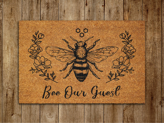 Bee Our Guest Door Mat, Bee Spring Door Mats, Funny Doormat, Welcome Mats