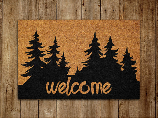 Welcome to Forest Door Mat, Forest Welcome Coir Door Mats, Funny Doormat, Welcome Outdoor Mat