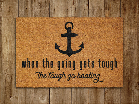 The Though Go Boating Door Mat, On Lake Welcome Coir Door Mats, Funny Doormat, Welcome Outdoor Mat