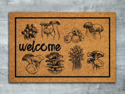 Welcome Mushroom Door Mats, Mushrooms Welcome Coir Door Mats, Mushroom Funny Doormat, Welcome Outdoor Coir Mat
