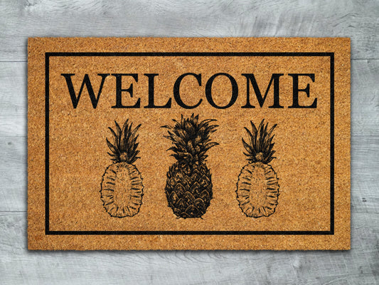 Welcome Pineapples Door Mat, Pineapples Welcome Pineapple Coir Door Mats, Pineapple Funny Doormat, Welcome Outdoor Mat