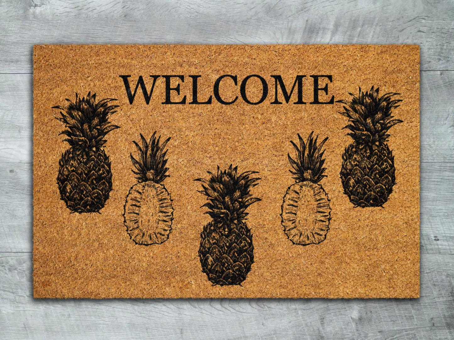 Welcome Pineapples Door Mat, Pineapples Welcome Coir Door Mats, Pineapple Funny Doormat, Welcome Pineapple Outdoor Mat