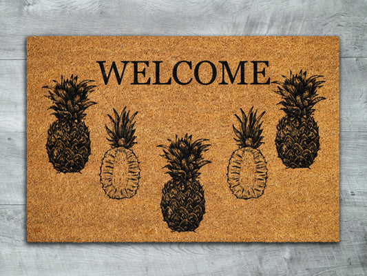 Welcome Pineapples Door Mat, Pineapples Welcome Coir Door Mats, Pineapple Funny Doormat, Welcome Pineapple Outdoor Mat