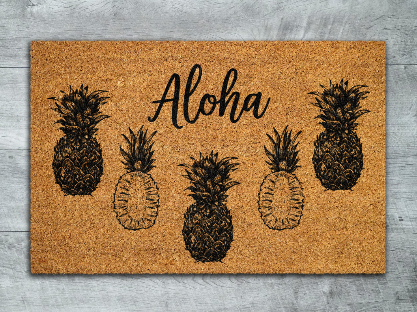 Aloha Pineapples Door Mat, Aloha Pineapples Welcome Coir Door Mats, Pineapple Funny Doormat, Aloha Pineapple Outdoor Mat