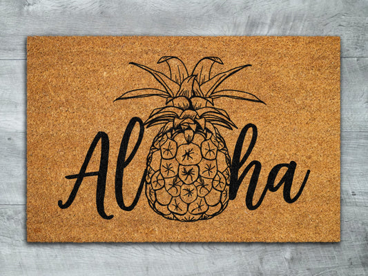 Aloha Pineapple Door Mats, Aloha Pineapples Welcome Coir Door Mats, Pineapple Funny Doormat, Aloha Pineapple Outdoor Mat