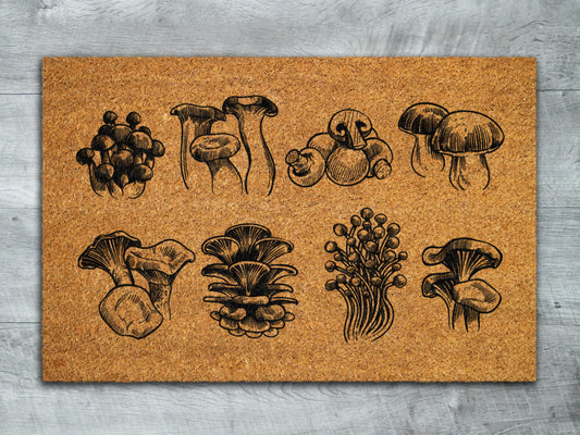 Mushroom Door Mats, Hello Mushrooms Welcome Coir Door Mats, Mushroom Funny Doormat, Hello Outdoor Coir Mat
