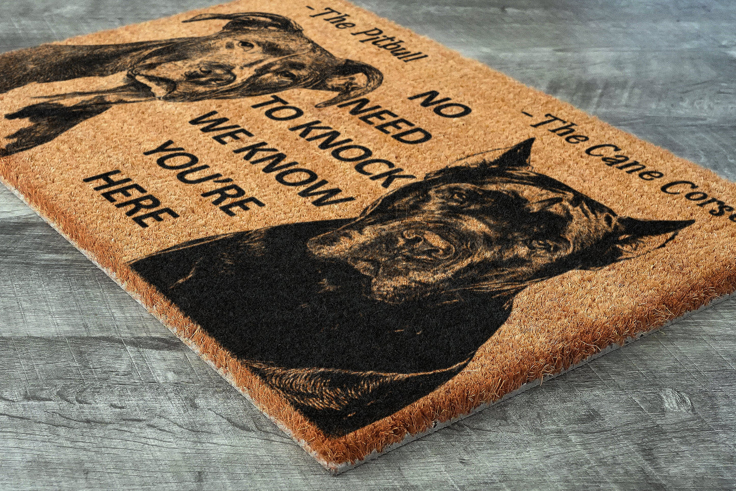Cane Corso and Pitbull Door Mat, Funny We Know You ARE Here Door Mats, Cane Corso Doormat, Pitbull Coir Mat, Cane Corso Welcome Mats