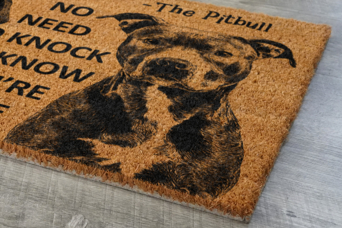 The Rottweiler and Pitbull Door Mat, We Know You ARE Here Rottweiler and Pitbull Dog Breed Door Mats, Funny Pitbull Doormat, Welcome Mats