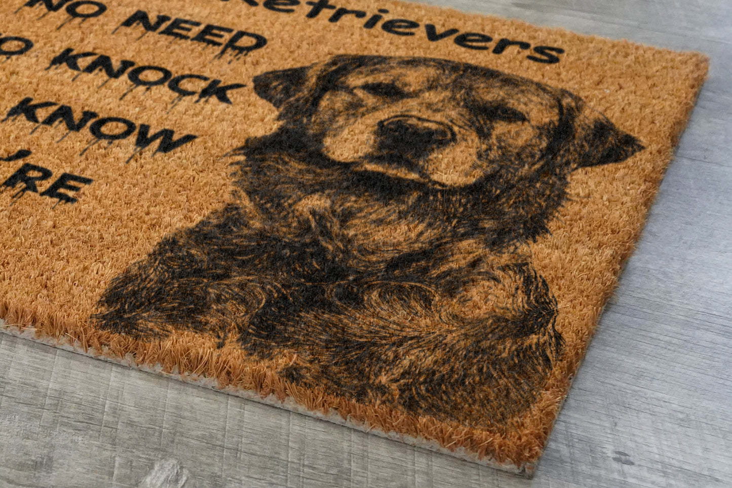 The Golden Retrievers Coir Door Mat, Funny The Golden Retriever Dogs Door Mats, We Know You ARE Here The Golden Retrievers Outdoor Doormat