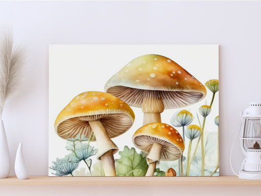 Colorful Mushrooms Print, Canvas Mushrooms Print, Watercolor Colorful Mushrooms Art Paper Print, Home Decor Colorful Mushrooms Print 3