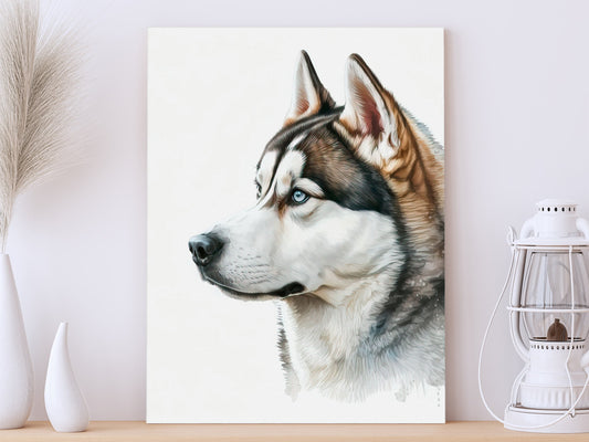 Husky Print, Canvas Husky Print, Watercolor Siberian Husky Art Paper Print, Home Decor Siberian Husky Print 1