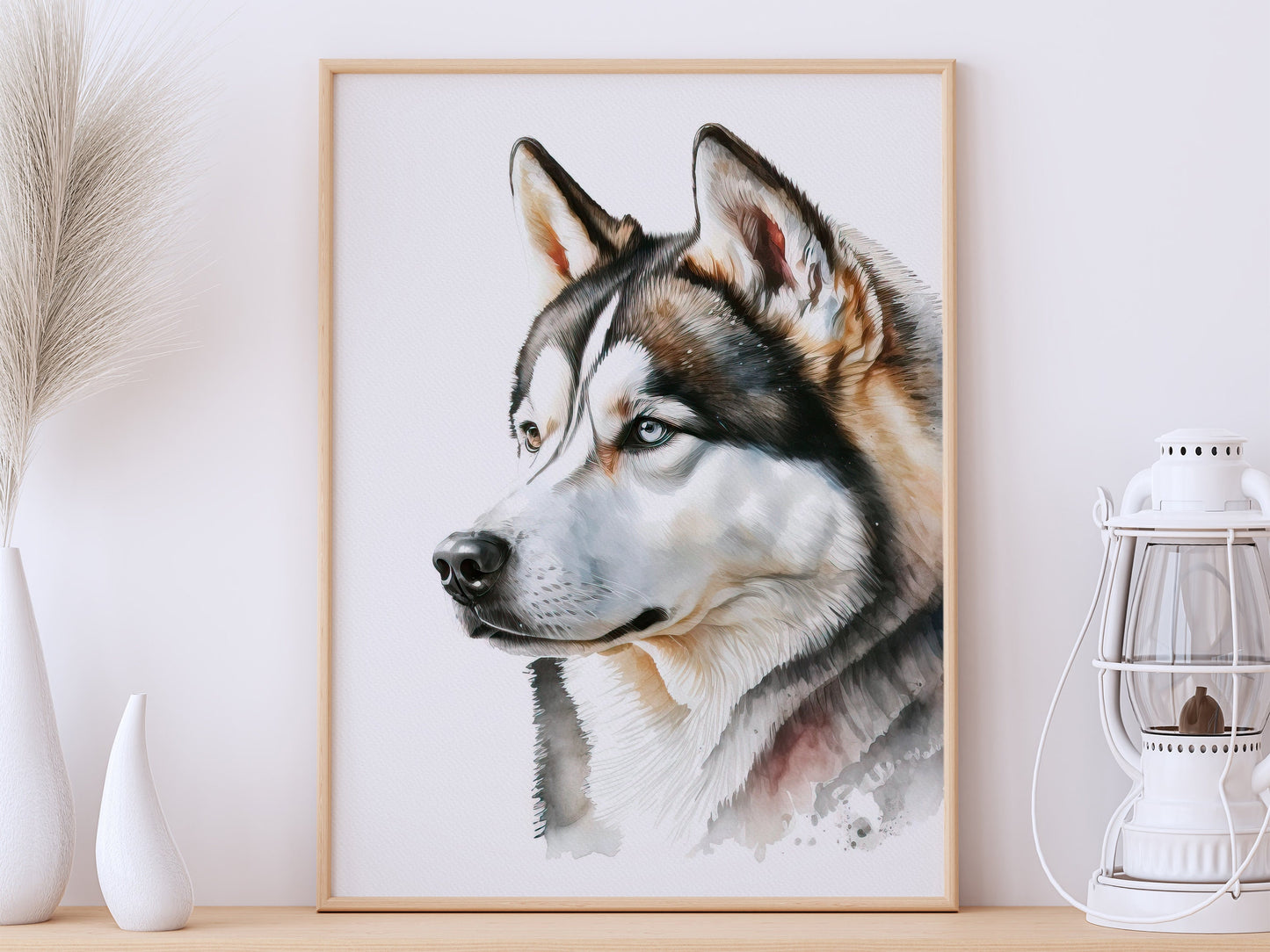 Husky Print, Canvas Husky Print, Watercolor Siberian Husky Art Paper Print, Home Decor Siberian Husky Print 2