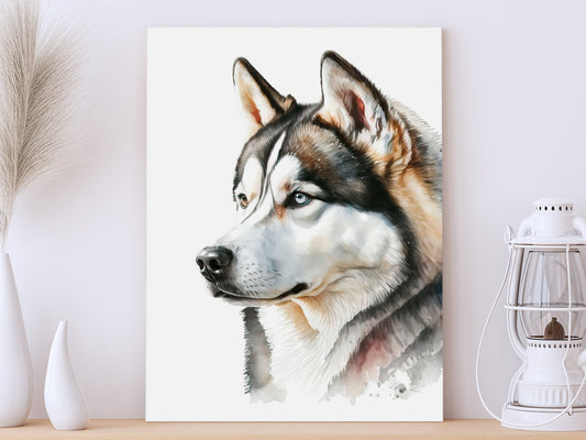 Husky Print, Canvas Husky Print, Watercolor Siberian Husky Art Paper Print, Home Decor Siberian Husky Print 2