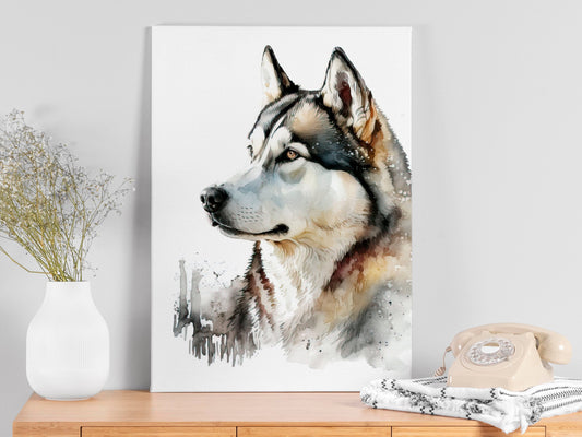 Husky Print, Canvas Husky Print, Watercolor Siberian Husky Art Paper Print, Home Decor Siberian Husky Print 5