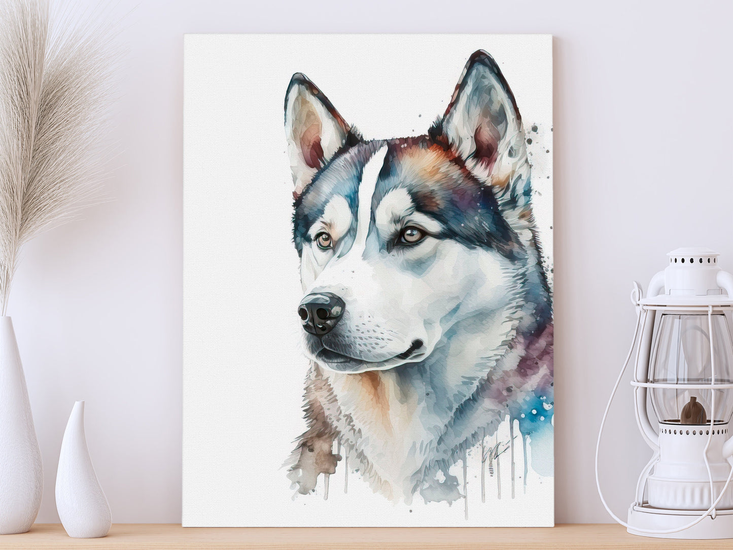 Husky Print, Canvas Husky Print, Watercolor Siberian Husky Art Paper Print, Home Decor Siberian Husky Print 8