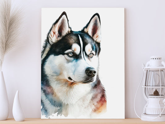 Husky Print, Canvas Husky Print, Watercolor Siberian Husky Art Paper Print, Home Decor Siberian Husky Print 9