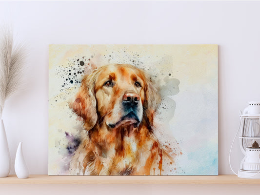 Watercolor Golden Retriever Print, Canvas Eagle Print, Watercolor Golden Retriever Art Paper Print, Home Decor Golden Retriever Print 1