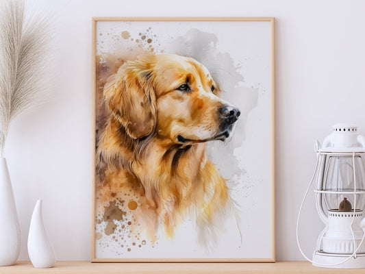 Watercolor Golden Retriever Print, Canvas Eagle Print, Watercolor Golden Retriever Art Paper Print, Home Decor Golden Retriever Print 3