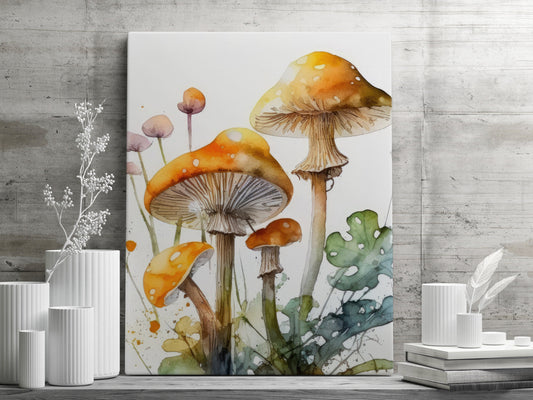 Colorful Mushrooms Print, Canvas Mushrooms Print, Watercolor Colorful Mushrooms Art Paper Print, Home Decor Colorful Mushrooms Print 4