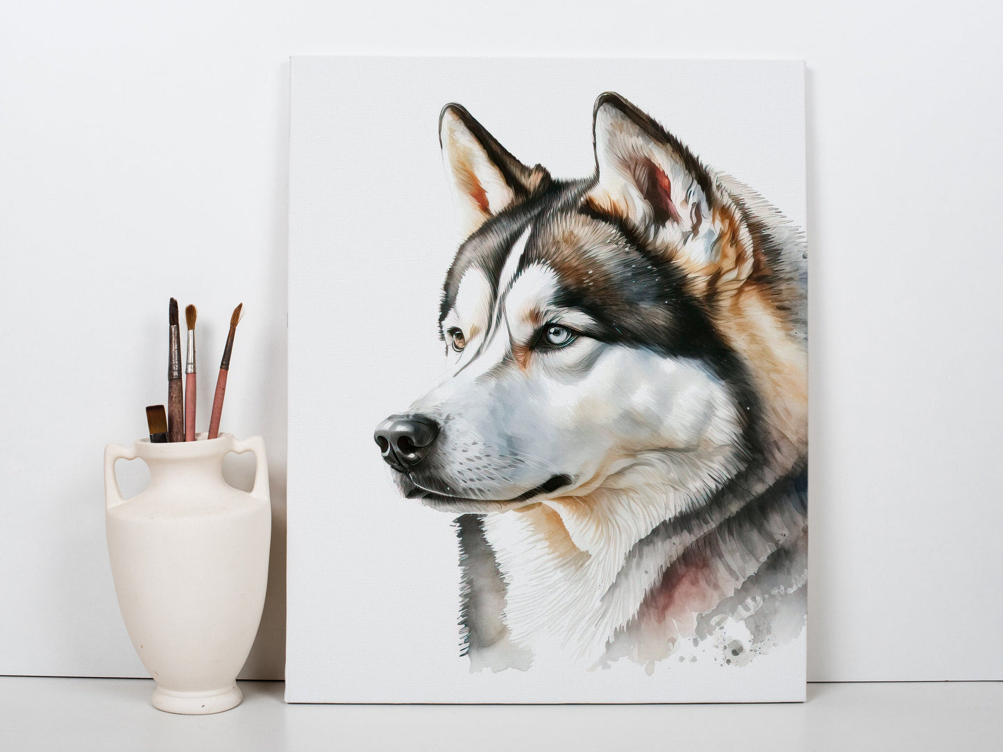 Husky Print, Canvas Husky Print, Watercolor Siberian Husky Art Paper Print, Home Decor Siberian Husky Print 2