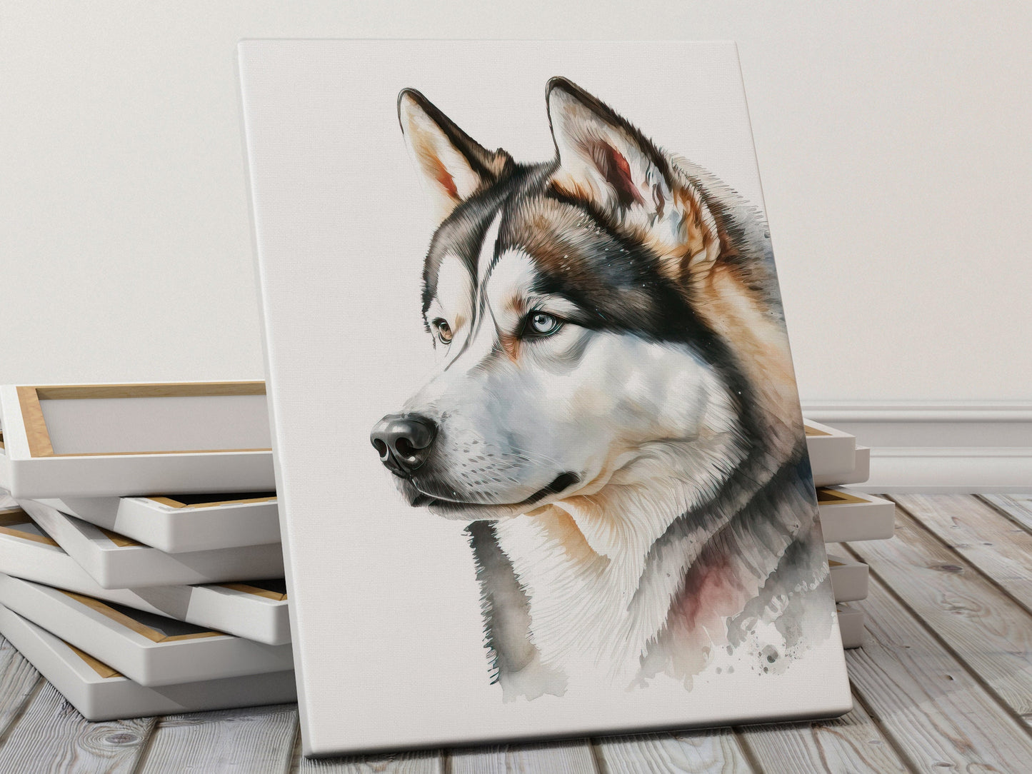 Husky Print, Canvas Husky Print, Watercolor Siberian Husky Art Paper Print, Home Decor Siberian Husky Print 2