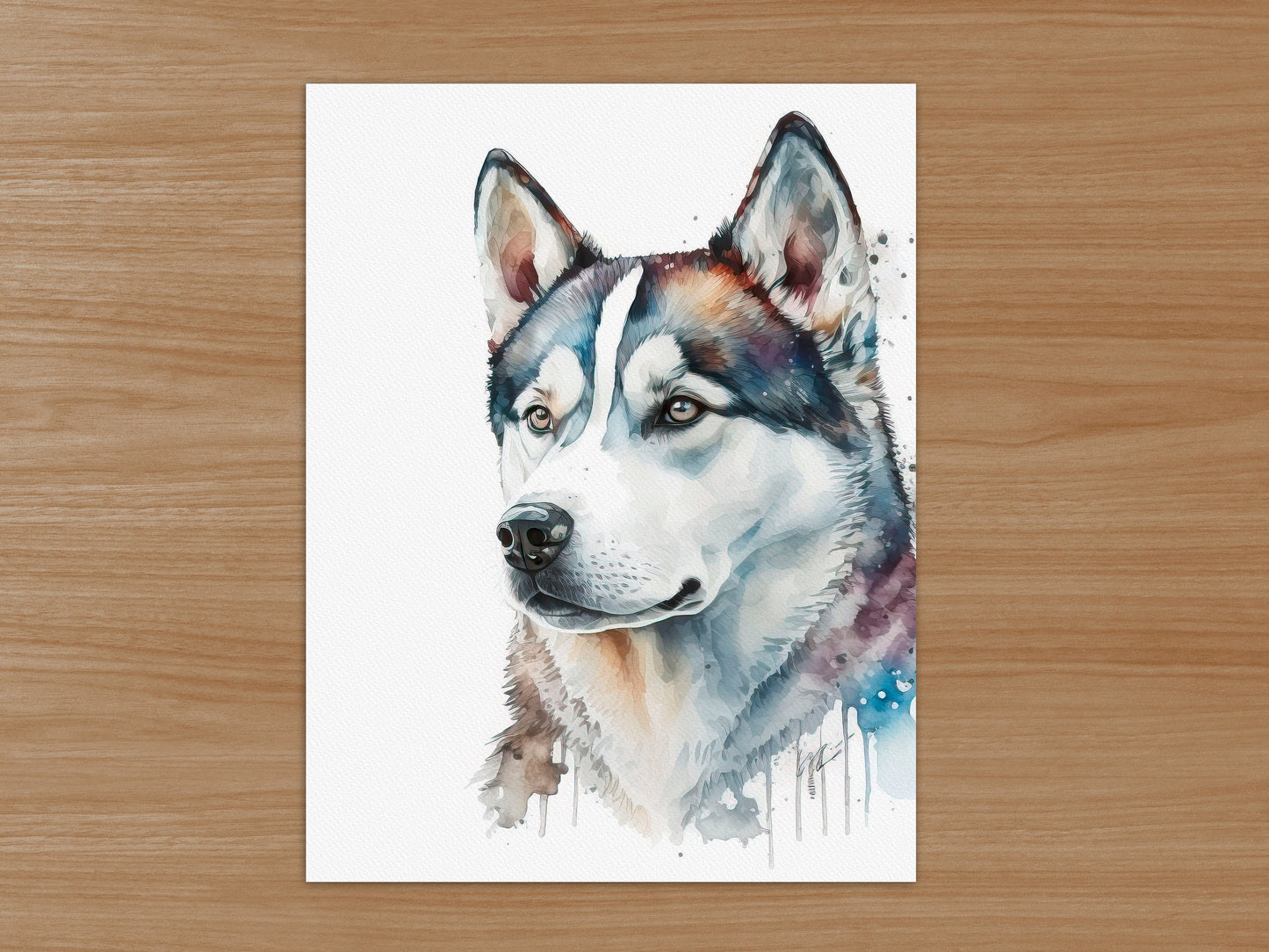 Husky Print, Canvas Husky Print, Watercolor Siberian Husky Art Paper Print, Home Decor Siberian Husky Print 8